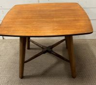 A Mid Century side table with cross stretcher to legs