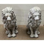 A pair of faux lions (H54cm)