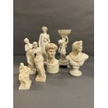 An assortment of miniature busts and statues (Tallest H31cm)