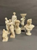 An assortment of miniature busts and statues (Tallest H31cm)