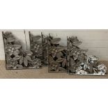 Six pairs of cast iron wall brackets with a floral design (Largest 39cm x 39cm)