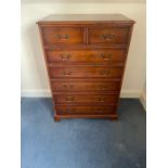 A reproduction chest of drawers, two over five on bracket feet (H120cm W80cm D47cm)