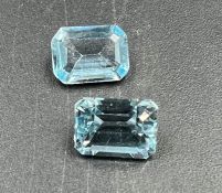 A Pair of Blue Topaz stones, Sky Blue, emerald cut, 8 x 6 mm.