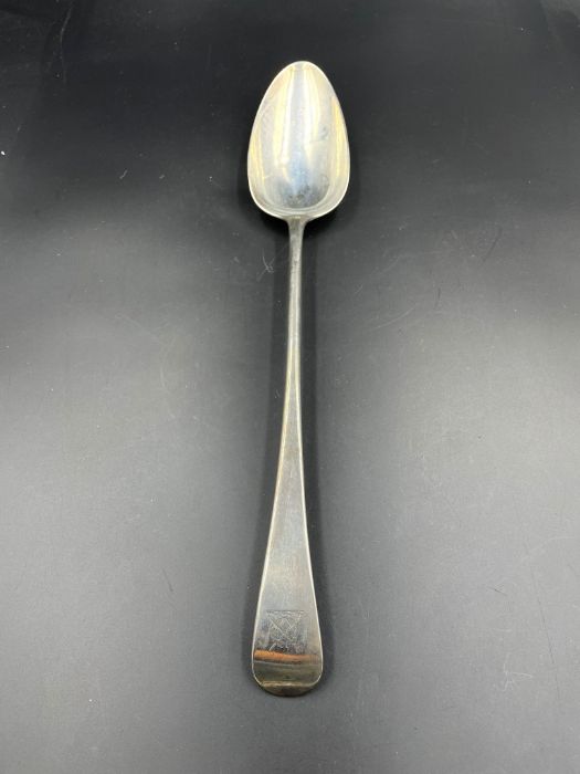 A Georgian hallmarked silver serving spoon, London 1796 by George Smith (III) & William Fearn