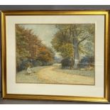 Henry Terry (Exhibited 1880 -1914) Autumn Scene (signed) watercolour. (67cm x 55cm)