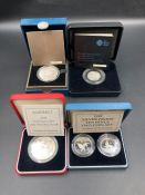Royal Mint silver proof collectable coins to include: 1992 Silver Proof Ten pence two coin set,