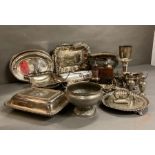 A large volume of silver plated items.