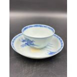 A Nanking cargo blue and white tea bowl and saucer (H4cm Dia10cm)