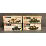 A selection of four boxed Corgi tanks