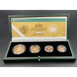 The Royal Mint 2002 United Kingdom Gold Proof Four Coin Sovereign Collection. 22ct gold Five pounds,