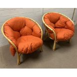 Two rattan arm chairs