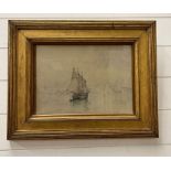 A water colour of a fishing boat on the Thames London signed lower left M Lindney (55cm x 43cm)
