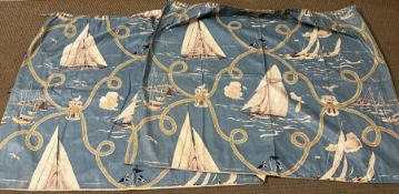 A pair of vintage nautical curtains (Drop 98cm W122cm)