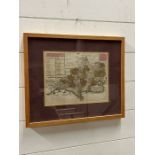 A framed map of Dorset (40cm x 33cm)