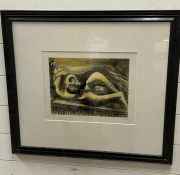 A Lithograph by Henry Moore " A reclining figure" an idea for metal sculpture signed and numbered