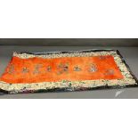 A Chinese floral embroidery silk artar cloth or wall hanging (190cm x 47cm)