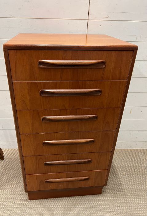 A G-Plan six drawer chest of drawers (H104cm W55cm D44cm)