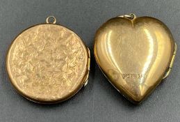 Two lockets 9ct gold front and back (Approximate Total Weight 7.4g)