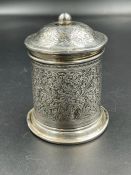 A small lidded pot by Hilliard & Thomason, hallmarked for Birmingham 1894