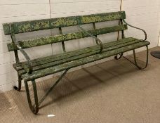 An early 19th century strap work, wrought iron garden or park bench height 82 depth 52 length 182