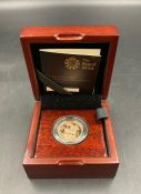 The Royal Mint The Sovereign 2015 Fifth Portrait First Edition Gold Proof coin, boxed with