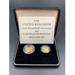 The Royal Mint 1996 United Kingdom Gold Proof Half Sovereign and Gold Proof £10 Britannia two coin