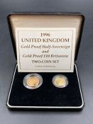The Royal Mint 1996 United Kingdom Gold Proof Half Sovereign and Gold Proof £10 Britannia two coin