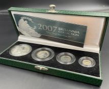 A Royal Mint United Kingdom Britannia Collection 2007 Silver Proof 4 Coin Set, £2, £1, 50p & 20p