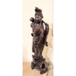 A Chinese hardwood carving of Guanyin (H56cm)