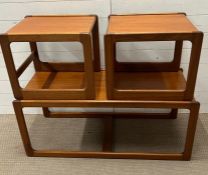 A Mid Century teak long coffee table with two square nesting tables inside (H49cm W110cm D46cm)