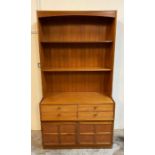 A side cabinet or dresser with four drawers and panelled cupboard by Nathan (H194cm W102cm D45cm)