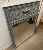 A painted wall mirror with regency style panel to top (114cm x 143cm)
