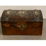 A brass banded mahogany tea caddy AF