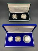 Royal Mint: 2003 Silver Proof Piedfort 3 coin collection and 2000 Guernsey and Alderney silver proof
