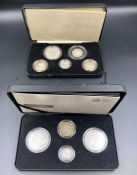 Royal Mint United Kingdom Piedfort Collection 2007 and The 2008 Silver Proof Piedfort Four coin