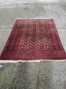 Turkmen Bokhara style rug with red grounds (218cm x 165cm)