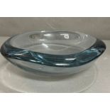 A asymmetrical blue glass bowl (H9cm Dia30cm)