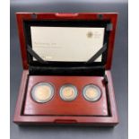 The Royal Mint The Sovereign 2017 Premium Three coin gold proof set, boxed with papers. A double