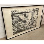 A wood cut print limited edition 6/30 signed lower right (109cm x 160cm)