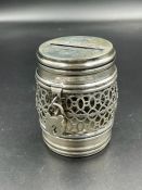 An engraved silver moneybox 7.5cm H Hallmarked for London 1900 by Cohen & Charles