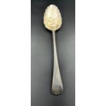 Silver Georgian spoon, dated London 1810 with berry design, probably Thomas Wallis (II) & Jonathan