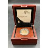 The Royal Mint The Sovereign 2108 Gold Proof Coin, boxed with paperwork.