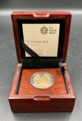 The Royal Mint The Sovereign 2108 Gold Proof Coin, boxed with paperwork.