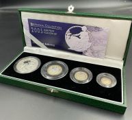 A Royal Mint United Kingdom Britannia Collection 2005 Silver Proof 4 Coin Set, £2, £1, 50p & 20p