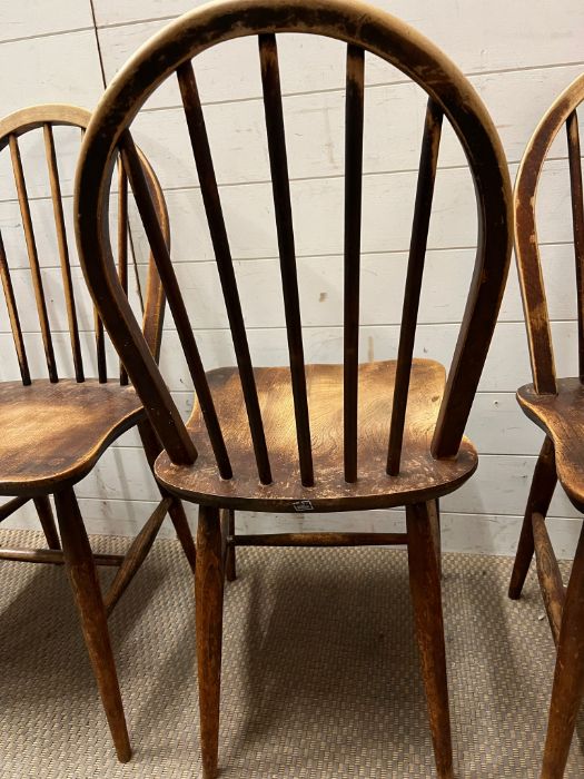 Four oak ercol stick back dining chairs - Image 2 of 4