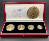 The Royal Mint 1999 Gold Proof Britannia Collection 4-coin set comprising £100 (1oz), £50 (1/2