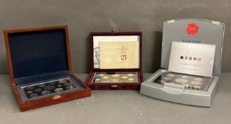 Three Royal Mint Collectors Boxes: Year 2000 Executive Proof Coin Collection, All Change 25th