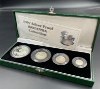 A Royal Mint United Kingdom Britannia Collection 1997 Silver Proof 4 Coin Set, £2, £1, 50p & 20p