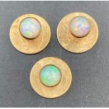 Three 9ct gold shirt studs with opal (Approximate Weight 2.5g)