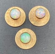 Three 9ct gold shirt studs with opal (Approximate Weight 2.5g)